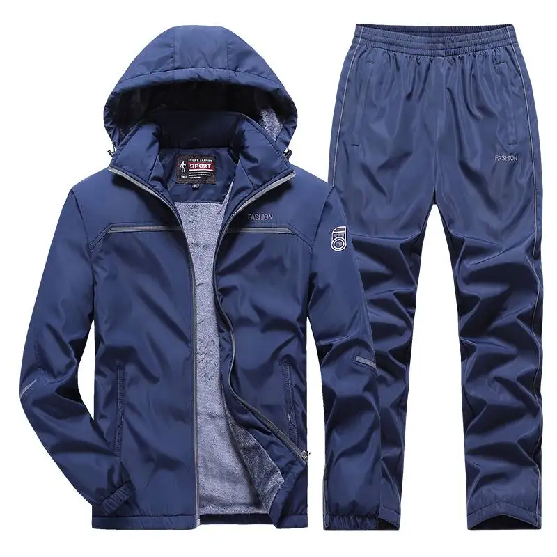 Men Tracksuit New Winter Sportswear Set Casual Suit Plus Velvet Sport Suit Male Fitness Warm Clothing Asian Size L-5XL