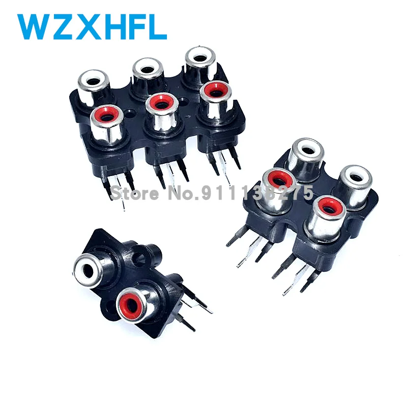 5Pcs 2/4/6 hole RCA Female Stereo audio Jack AV Audio input socket Connector Lotus row Amplifier Interface Signal connection