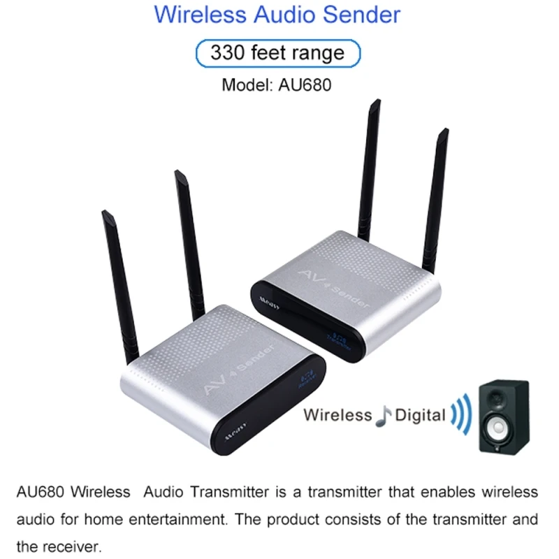 TLT-TECH ไร้สายลำโพงกล่อง Audio Sender,เครื่องส่งสัญญาณและตัวรับสัญญาณ