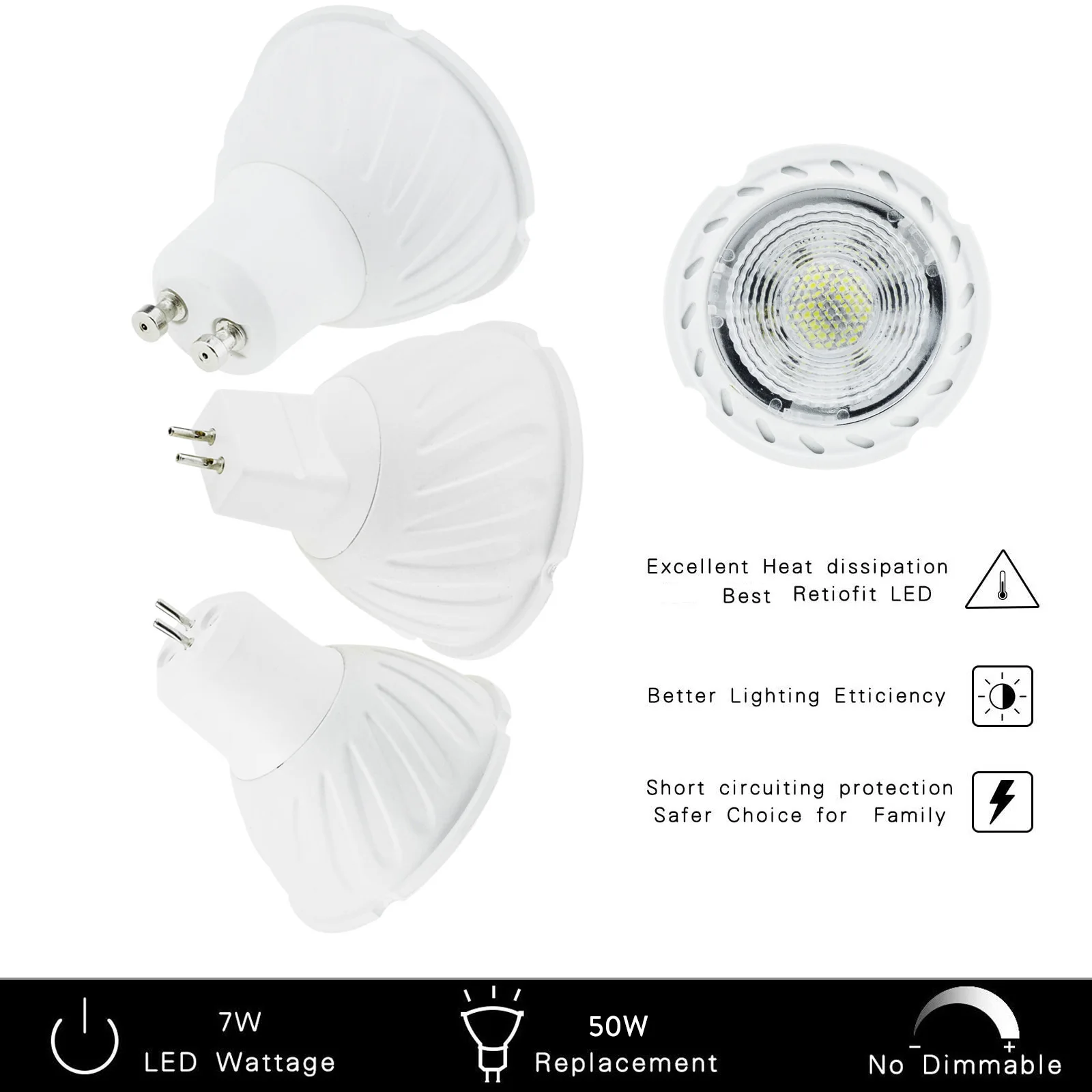 Imagem -02 - Dimmable Gu10 Led Spotlight 220v 7w Mr16 Gu5.3 Conduziu a Lâmpada Cob 45 Ângulo de Feixe Branco Quente Frio Bombilla Lâmpada para Escritório em Casa 10x