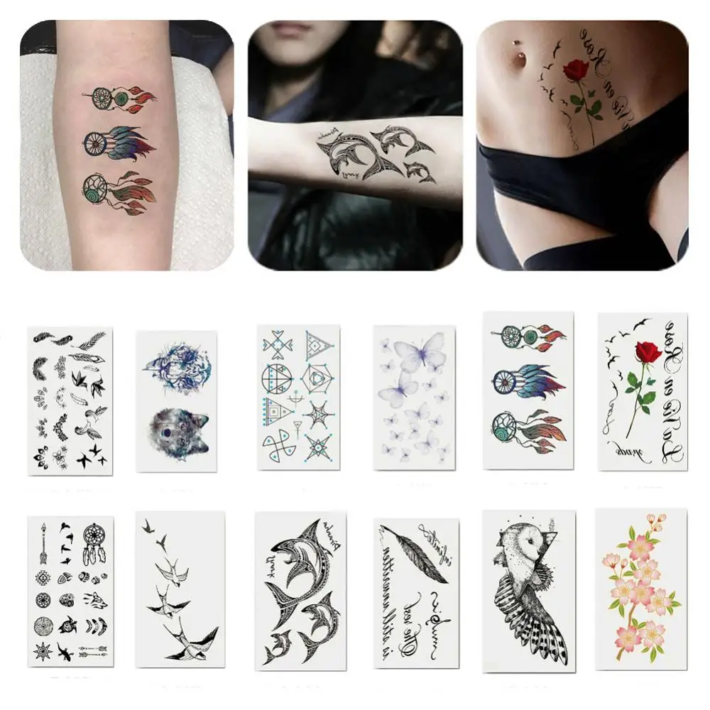 Stickers Cute Owl Tatoo Fox Temporary Tattoo Flowers Henna Cool Stuff Festival Fake Cheap Things Fashion Arte DIY For Body Hides