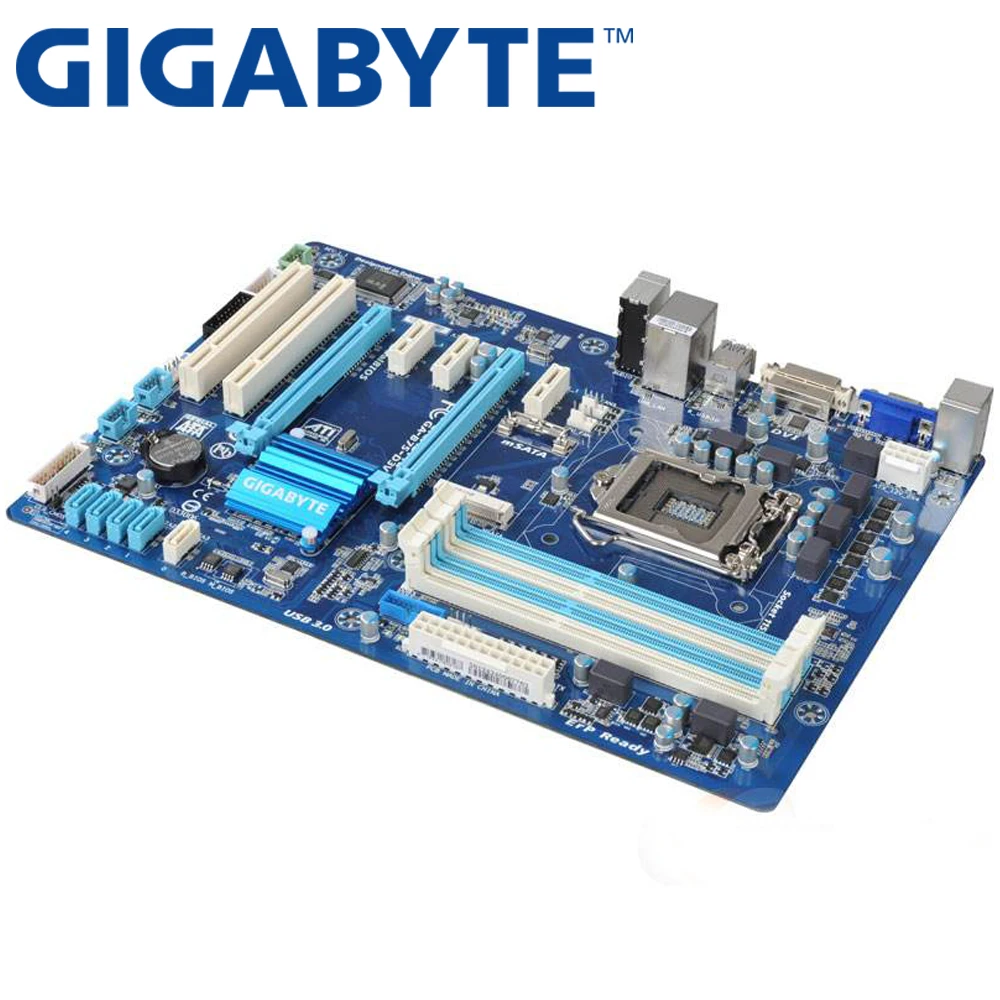 ด้านบนกิกะไบต์ GA-B75-D3V เดสก์ท็อปเมนบอร์ด B75ซ็อกเก็ต LGA 1155 i3 i7 i5 DDR3 32G ATX UEFI BIOS B75-D3V ของแท้ที่ใช้