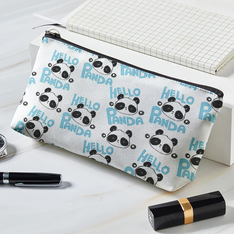 Lovely Women Portable Cosmetic Bag Cute Cartoon Panda Print Female Makeup Pouch Large Capacity Cosmetic Organizer Beauty Case