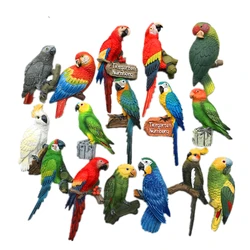 New Handmade Painted Cute Parrot 3D Fridge Magnets Tourism Souvenirs Refrigerator Magnetic Stickers Gift
