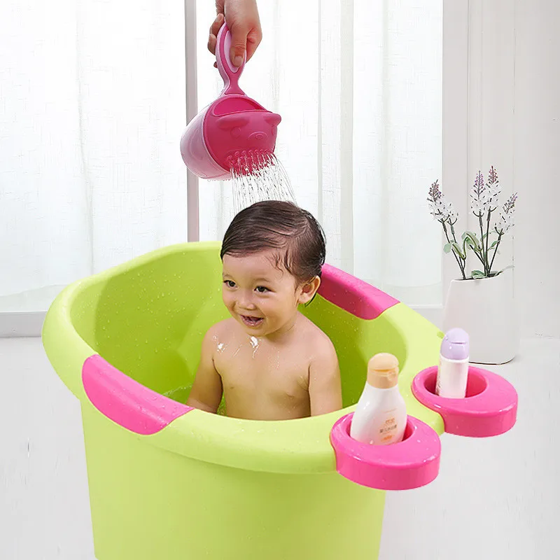 Children\'s shampoo cup, baby foam bath shampoo cup Flower pot waterer (blue, pink)
