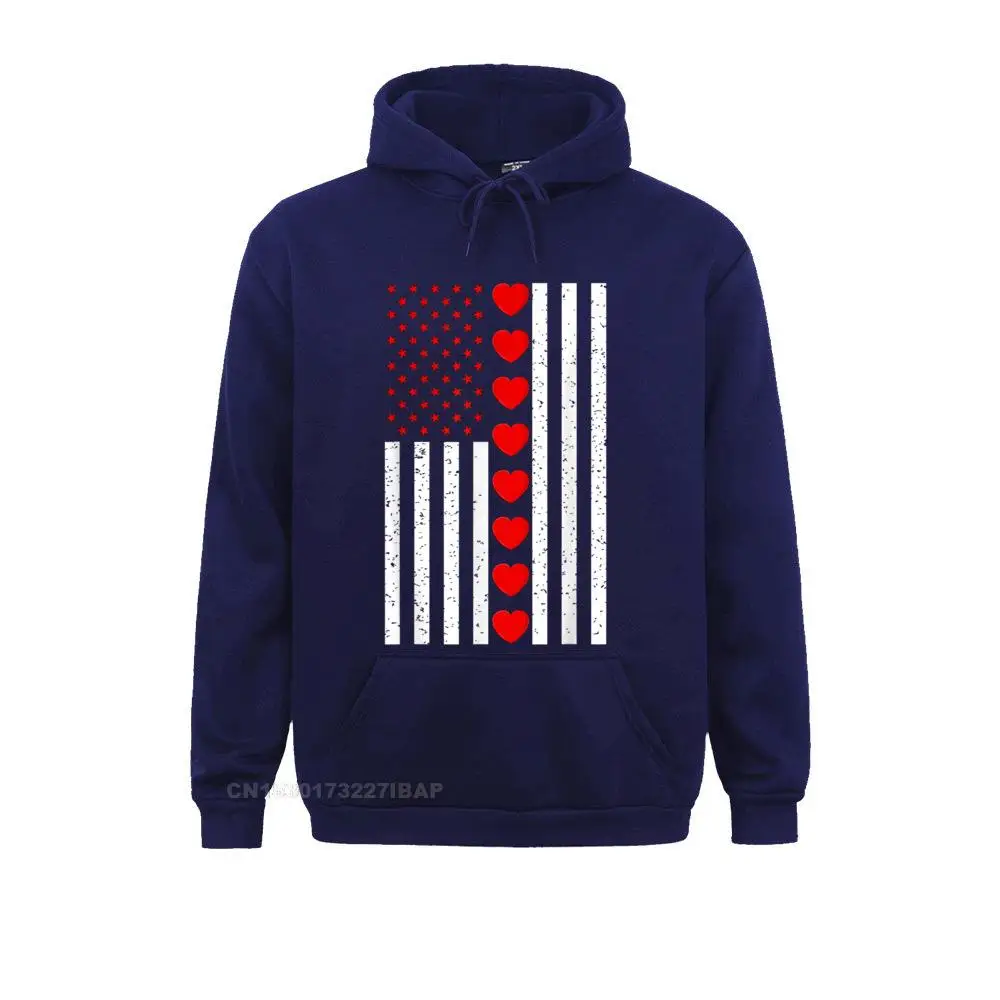 Valentines Day American Flag Hearts Men Girls Hoodie Funny High Street Sweatshirts Boy Hoodies Father Day England Clothes