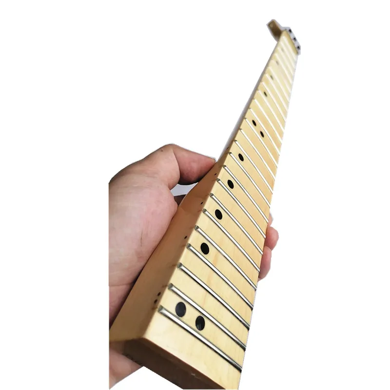 Disado 24 Frets Wood Color Maple Electric Guitar Neck Maple Fingerboard Inlay Dots Glossy Paint Guitar Accessories Parts