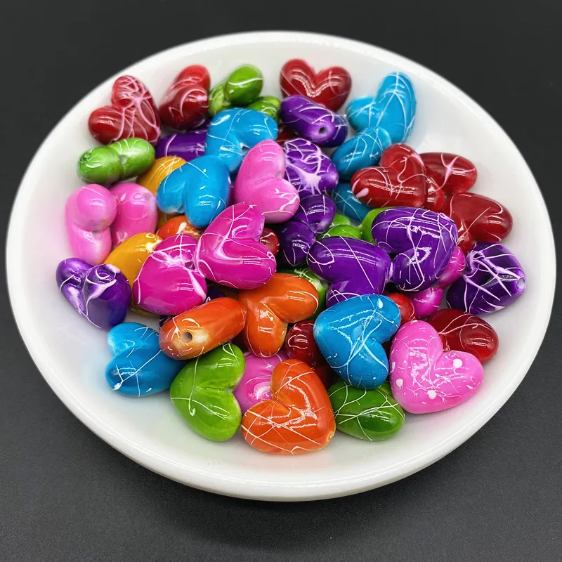 15x17mm Mixing Color Love Heart Shape Acrylic Beads Loose Spacer  for Jewelry Making Pendant Earrings Bracelet DIY