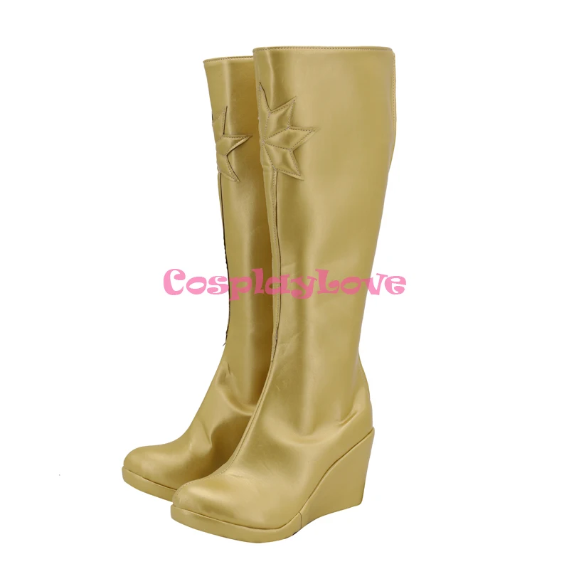 Chaussures dorées star light pour garçons, bottes longues de Cosplay en cuir sur mesure, CosplayLove