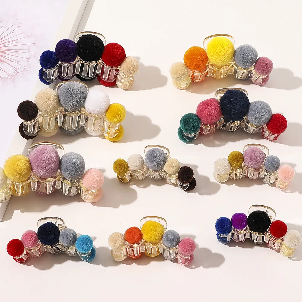 New Fashion Autumn Winter Color Simple Versatile Hair Ball Plush Hairpins Hair Ring for Women Hair Accessories Headdress