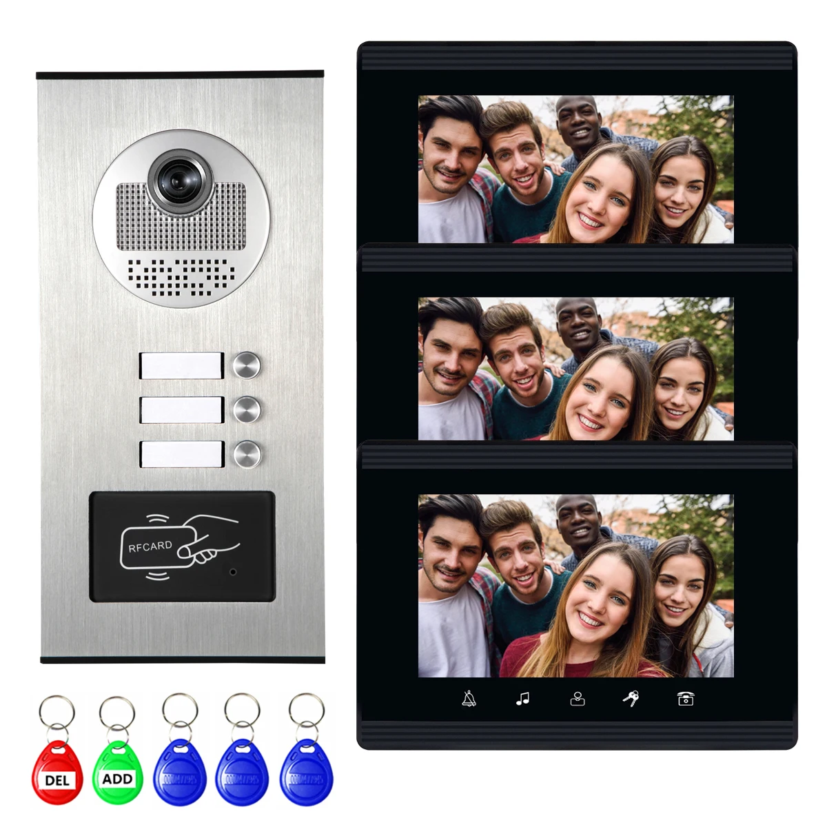 2020 Upgrade Versions 2/3/4/6 Units Apartment intercom Video door phone network Cable Connect, Single-Supply, ID Keyfobs Unlock