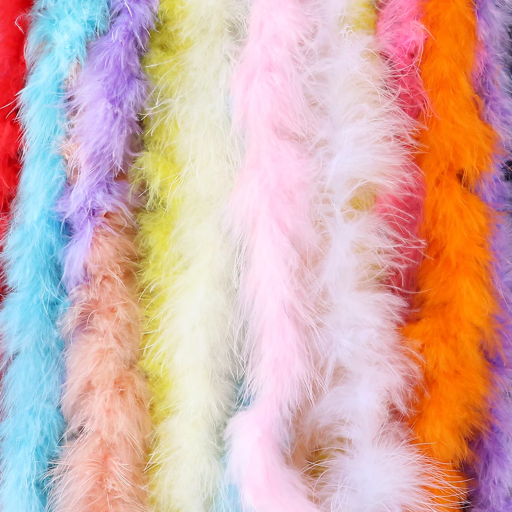 13 Gram Dyed Colorful Turkey Feathers Boa 2 Meter Fluffy Decorative feather scarf in ribbon Wedding Dress Sewing Accessory