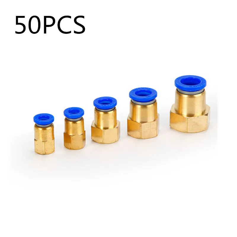 50Pcs Lot PCF Pneumatic Female Quick Connector Fitting 4-M5 4-01 6-01 6-02  1/8 /1/4 3/8 1/2 Thread For pipe 4mm 6mm 8mm 10mm 12