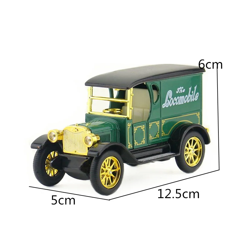 Diecast Toy Model Ford T-Type Locomobile Classic Pull Back Doors Openable Sound & Light Car Educational Collection Gift Children