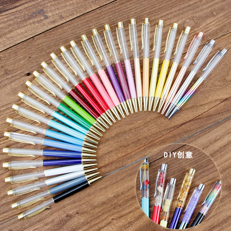 

29 Pcs Per Set DIY Handmade Crystal Pen Metal Ball Point Pen Empty Rod Pen DIY PEN Handmade Quicksand Oil Pen Wholesale