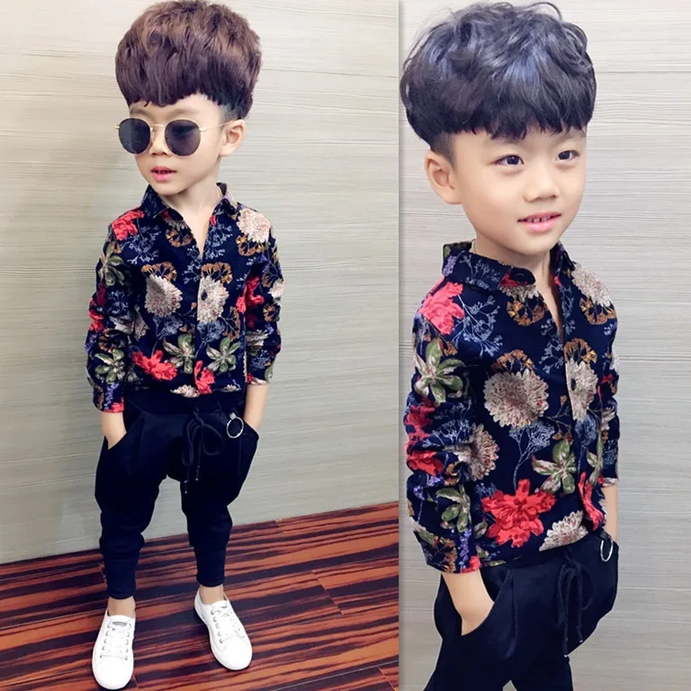 Boys shirt children\'s clothing long-sleeved cotton spring and autumn 2020 new cartoon 2-10 baby clothes