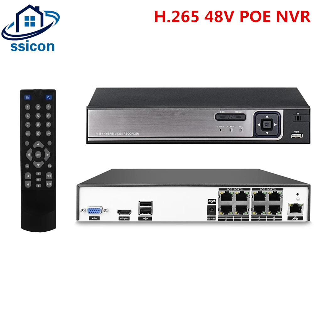 H.265 48V POE NVR 8MP 4CH 8CH Network Video Surveillance Recorder Face Detection For 4K CCTV IP Security Camera System