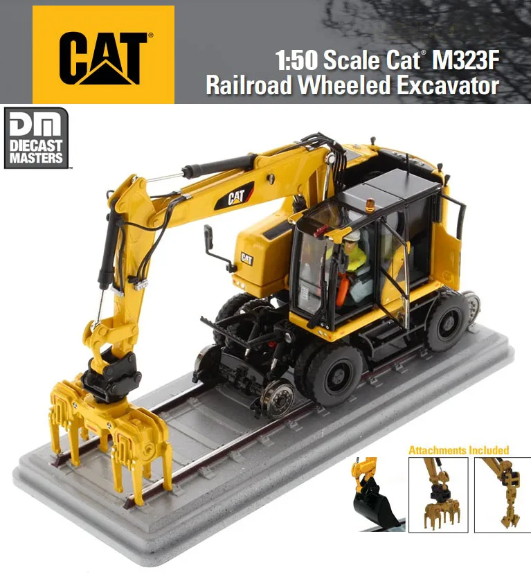 New 1/50 Scale  M323F Railroad Wheeled Excavator Includes 3 accessories by DM Diecast Master #85661