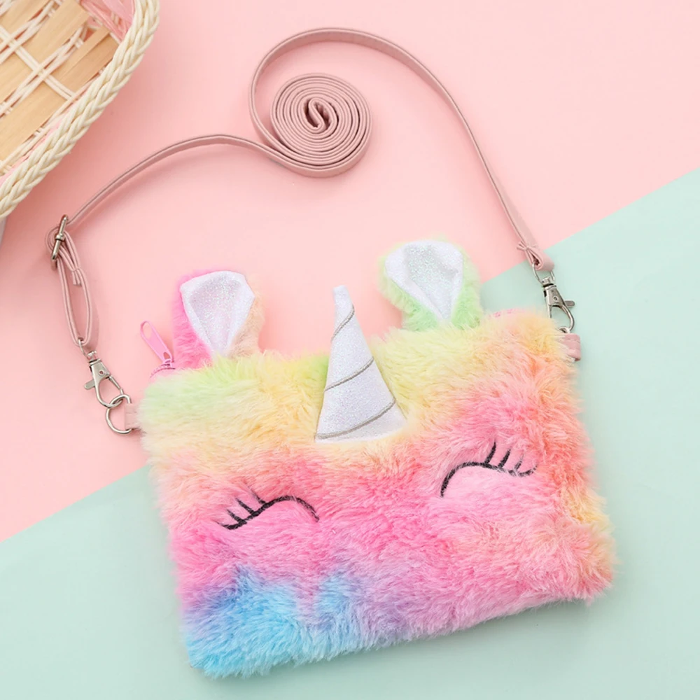 Kids Unicorn Coin Purse Cute Plush Wallet Girl Clutch Embroidered Bag Key Earphone Organizer Children Wallet Gift Girls Handbag