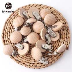 Let's Make 20pcs Pacifier Clip Making Wooden Soother Clip Nursing Accessories Diy Dummy Clip Chains Wooden Baby Teether 29*45mm