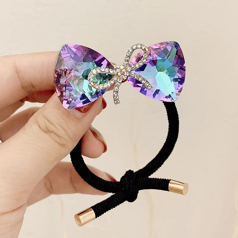 Sparkling Baroque Luxury Rhinestone Elastic Hair Bands Hair Accessories Children Shiny Hair Rings Rubber Band Headband Wholesale