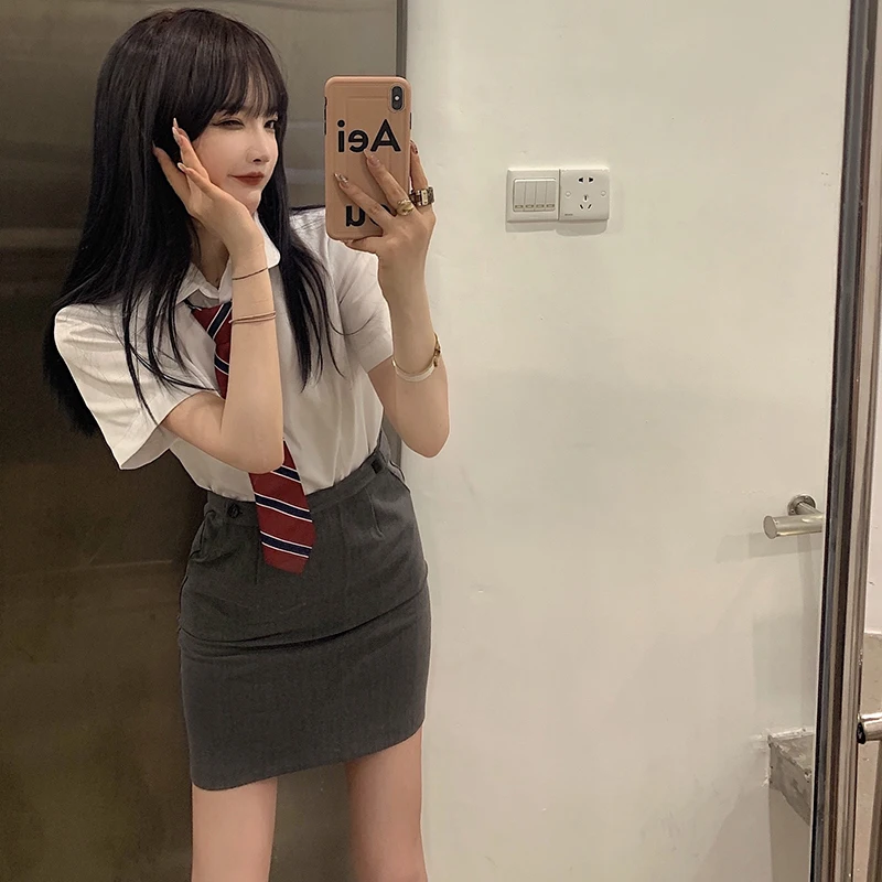 2024 japanese and korean style jk uniform hot girls school uniform set pack hip skirt two-piece set for women student outfit