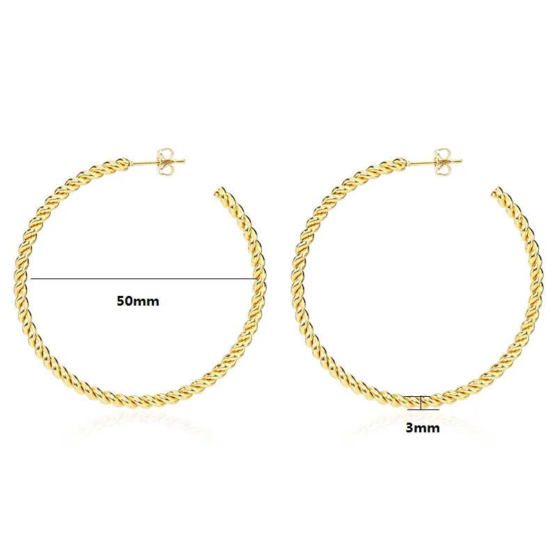 Extra oversize twist hoop earring for women stainless steel entwine half circle hoop earring free shipping minimalist gold color