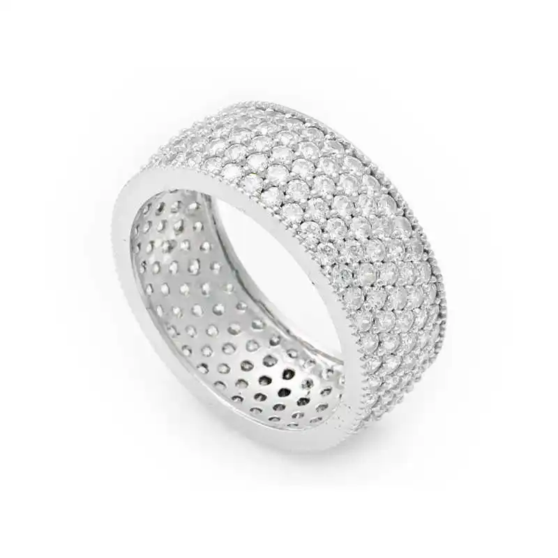 Sterling Silver 5 Rows White Tamtur Women's Wedding Ring Zircon Stone 925 Sterling Jewelry Wedding Party Birthday Gift - Box - Women - Fashion - Botiva - Size - Turkish - Patterned Embroidered