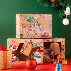 3Pcs Kerstcadeau Dozen Kerst Speelgoed Aanwezig Diy Verpakking Decor Cartoon Clear Window Papier Doos Voor Xmas Nieuwe Jaar gift 2022