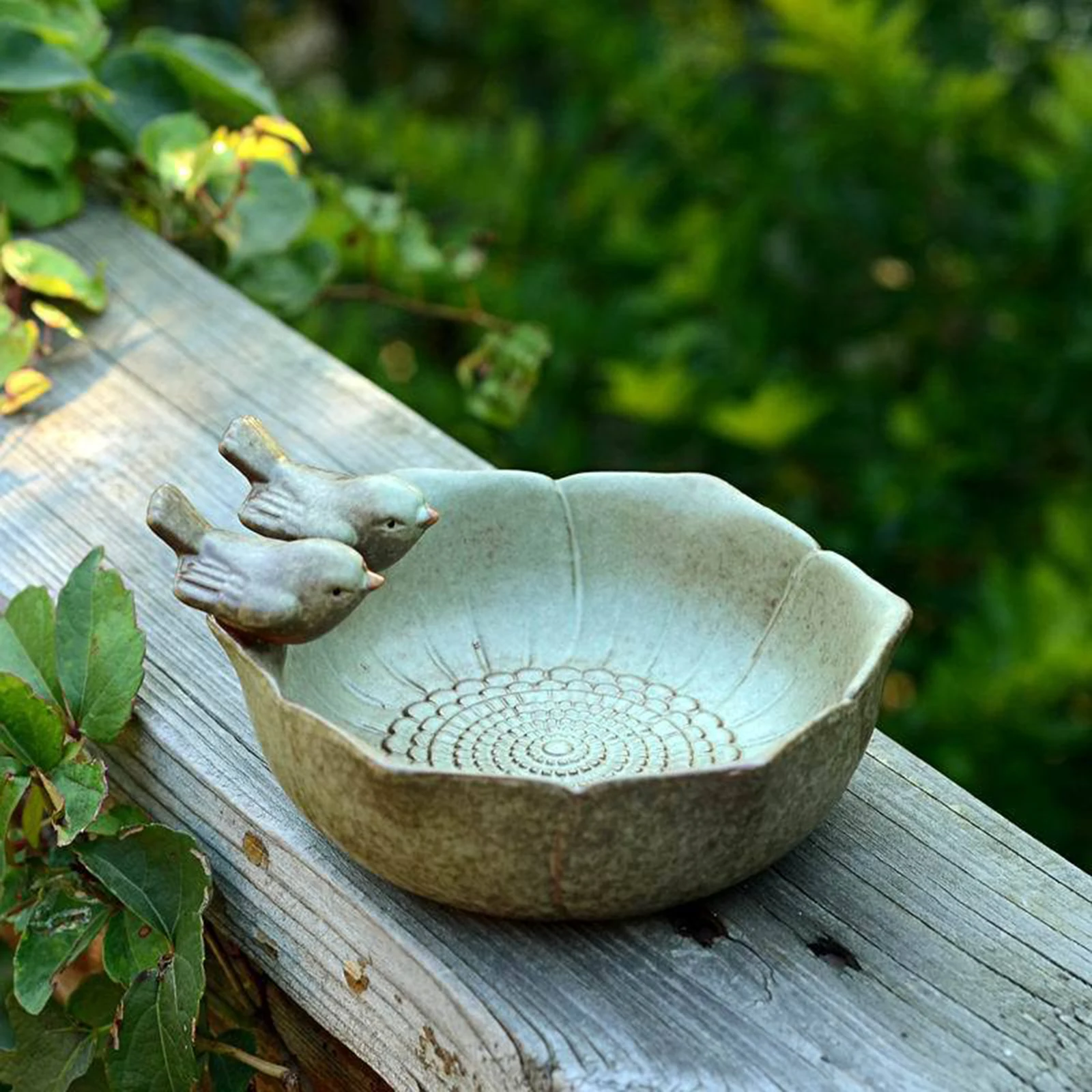 Vintage Ceramic Bird Bath Garden Decor Bird Feeder Statue Aquarium Fruit Plate Home Furnishing Outdoors Decor