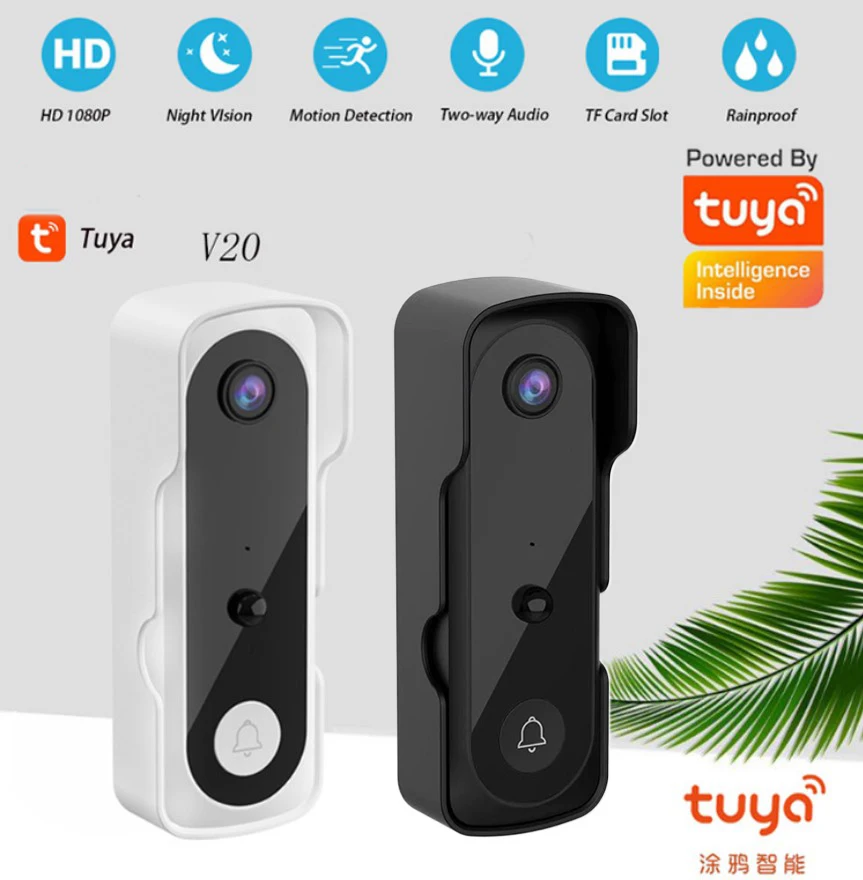 

2MP 1080P WiFi Visual Doorbell Support Tuya APP Call Intercom Door Bell Infrared Night Vision Security Monitoring