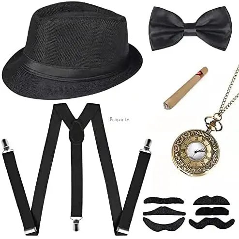 1920s masculino gatsby gangster traje acessórios conjunto 1920s great gatsby accesorios anime