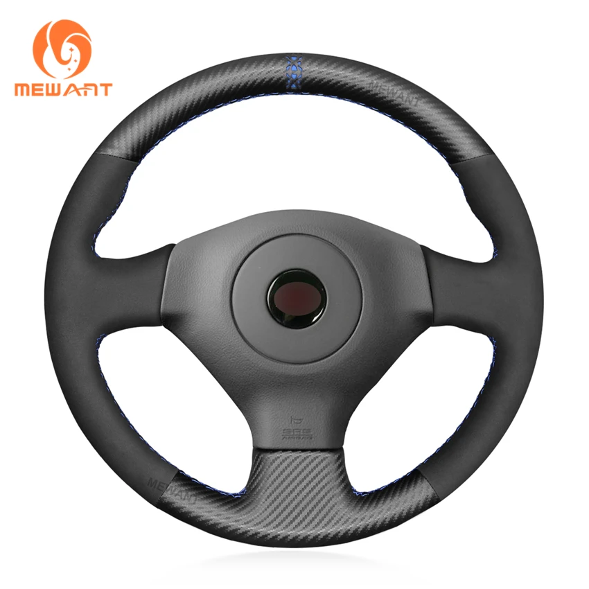 MEWANT Black Matte PU Carbon Fiber Steering Wheel Cover for Subaru Impreza WRX STI II 2005 Forester Legacy Outback Saab 9-2X