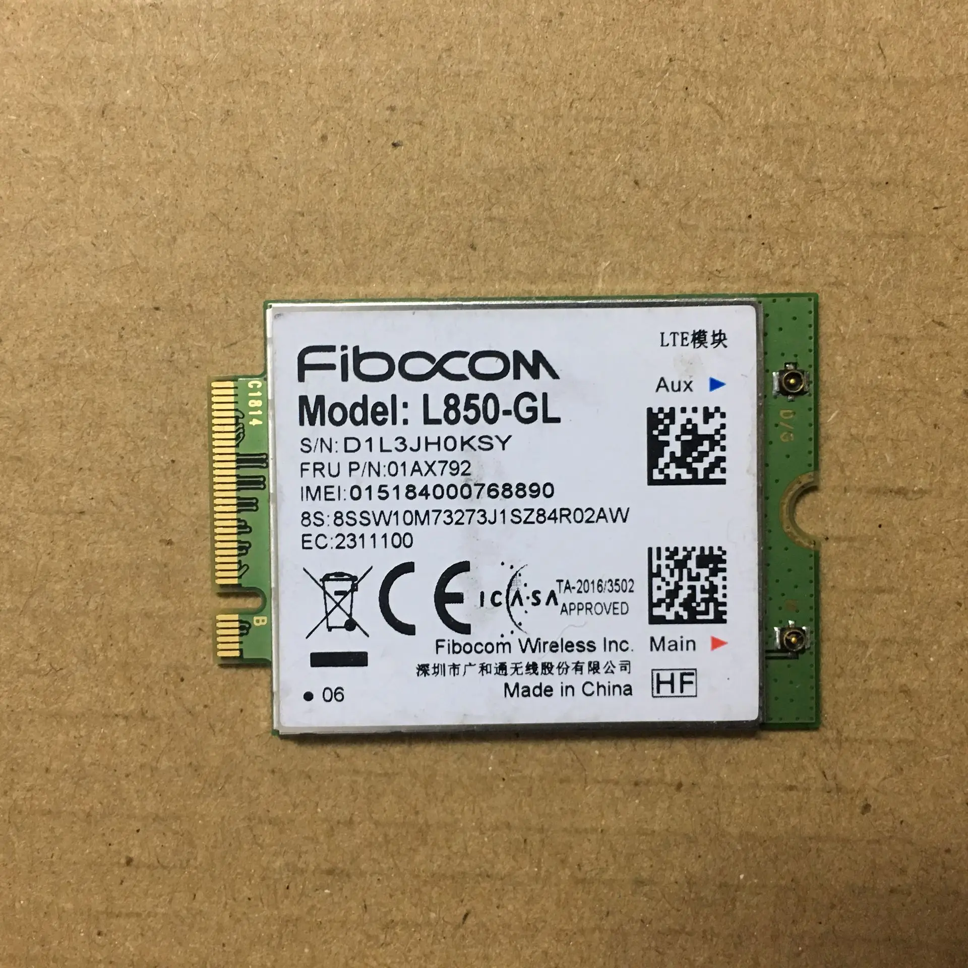 4G LTE Wireless Fibocom L850-GL M.2 Card For Lenovo Thinkpad T14s X13 T14 L15 L14 P15v T15p P15s T15 T14  01AX792