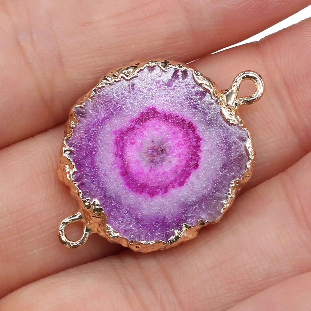1PC Natural Gem Stone Charms Connector Agates Druzy Quartz Pendant for Handmade Jewelry Making DIY Bracelet Earrings Necklaces