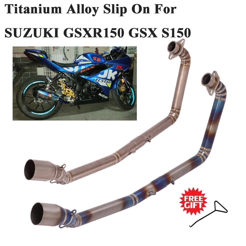 

Titanium Alloy Slip On For SUZUKI GSXR150 GSX S150 GSX150R GSXS150 Motorcycle Exhaust Escape Modified Front Mid Link Pipe 51mm