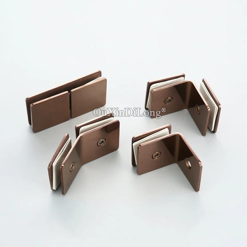 New Arrival 4PCS Rose Gold Shower Glass Clamps Clips 304 Stainless Steel Glass Shelf Fixed Holder Brackets for 8~12mm Glass