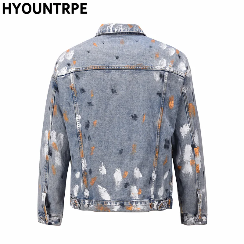 Mens Hip Hop Graffiti Denim Jean Jackest and Coats New Fashion Streetwear Retro Vintage Parka Harajuku Jacket Coat Hipster New