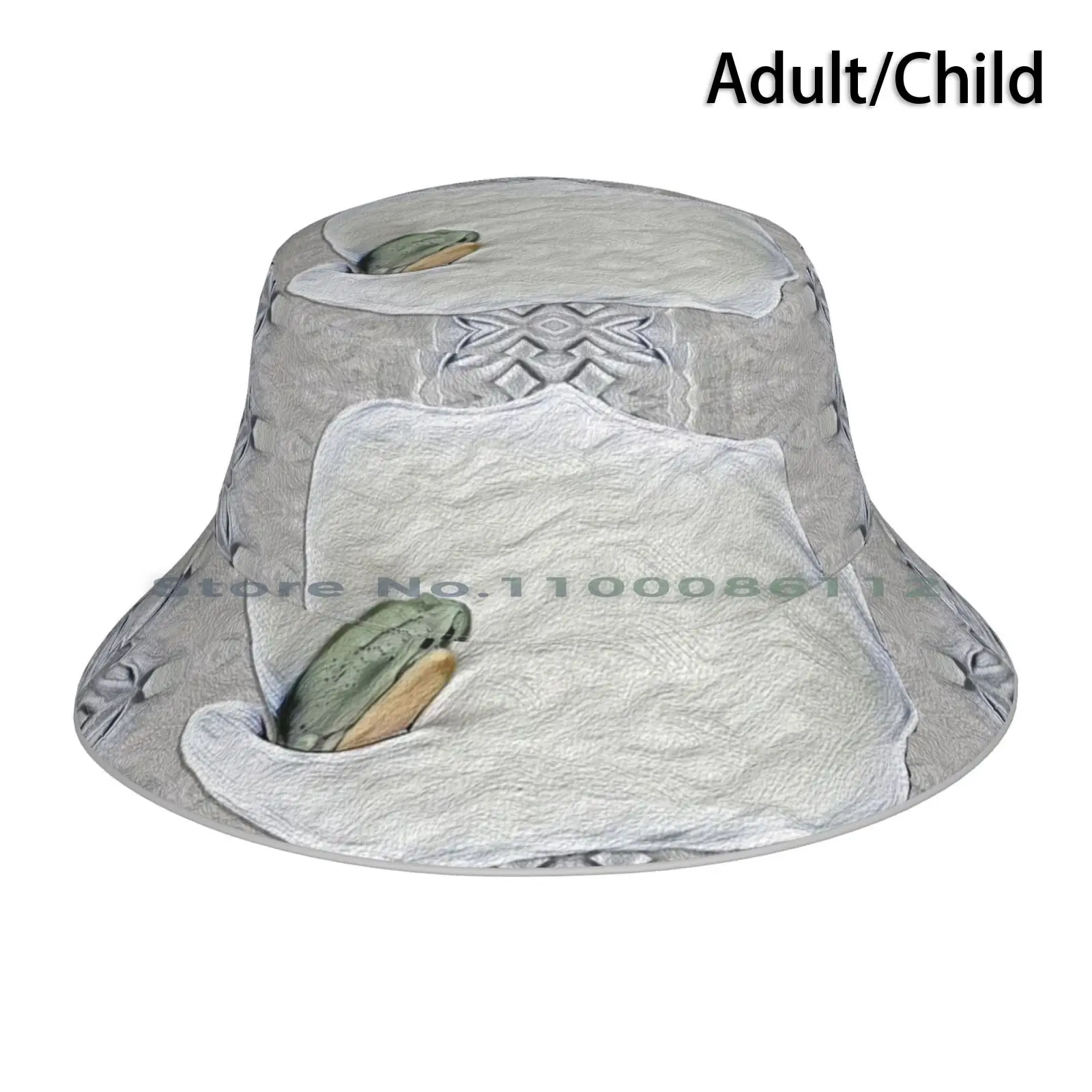 Portrait Of A Snow Tree Frog Princess Bucket Hat Sun Cap Frog Pattern Deep Style Dream Style Zuzugraphics Diego T Illustrator