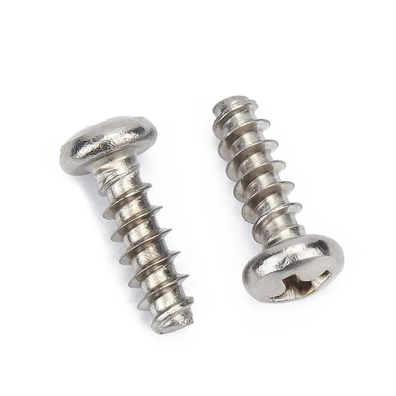10/50X M1.2 M1.4 M1.7 M2 M2.6 M3 M3.5 M4 M5 304 Stainless Steel Cross Recess Phillips Pan Head Flat End Self Tapping Wood Screw