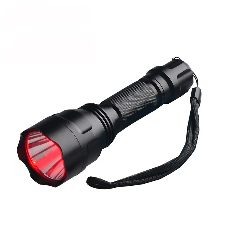 Portable 3-Modes High Power Red Flashlight 600lm 3w LED Red Light Waterproof 18650 Battery Lantern Torch For Cycling Hunting