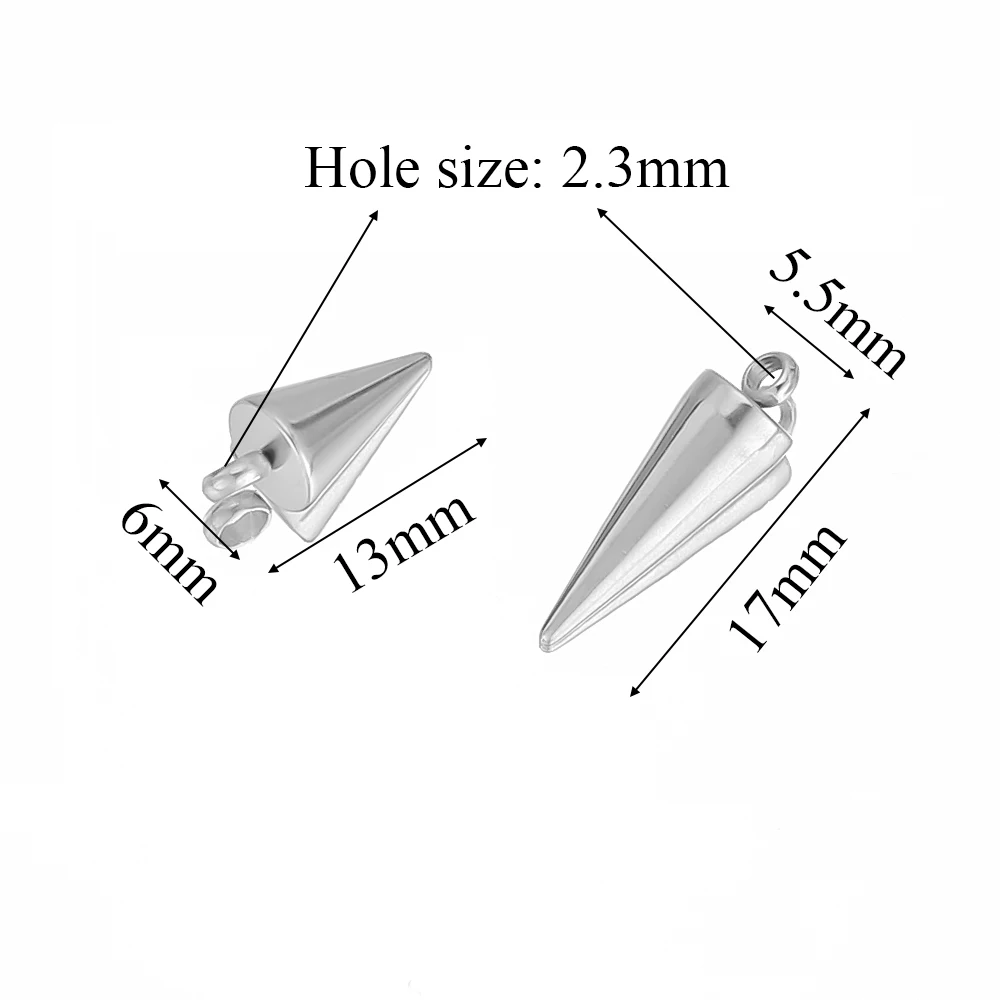 10pcs  Stainless Steel Circular Cone Classic Rhombus Charms for DIY Jewelry Making Necklace Bracelet Pendants Components