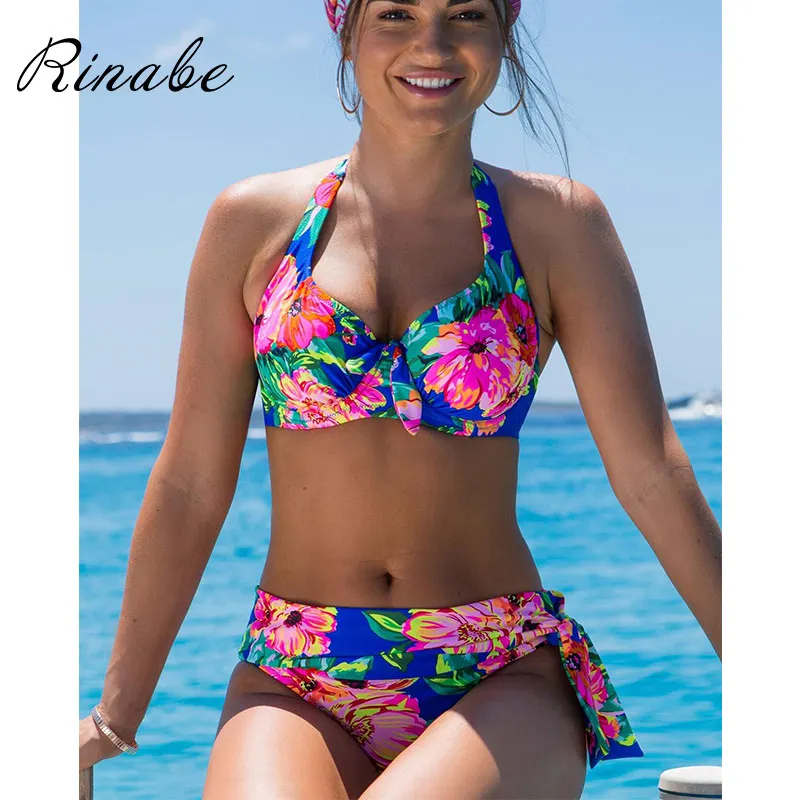 Rinabe Push-Up Bikini Badpak Dames Badmode Met Bloemenprint Badpak Met Hoge Taille Bikini Sets Sexy Biquinis