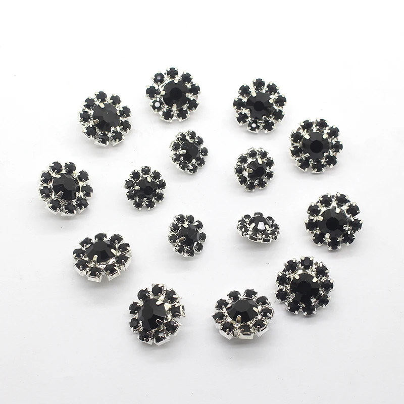 Wholesale 10 Pcs/Lot Of Rhinestone Buttons DIY Wedding Embellishment Crafts Sewn By Mixed Size Needle And Thread