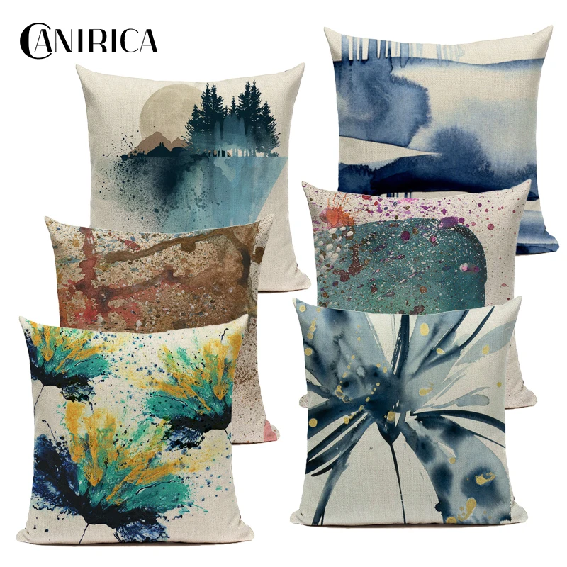 CANIRICA Cushion Cover Sofa Pillow Cover Abstract Flower Decorative Pillows For Living Room Kussenhoes Customization Home Decor