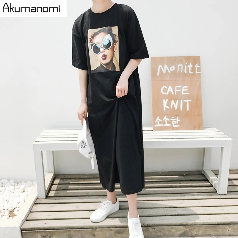 Cotton Casual Long Big Size Dresses Autumn Large Size 7xl 6xl 5xl 4xl Xxxl Short Sleeve Black Floral Maxi Double Slit Dress Hot