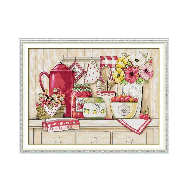 Cozy kitchen cross stitch kit aida 14ct 11ct count print canvas stitches ricamo ricamo fatto a mano fai da te