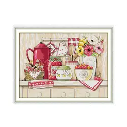 Cozy kitchen cross stitch kit aida 14ct 11ct count print canvas stitches ricamo ricamo fatto a mano fai da te