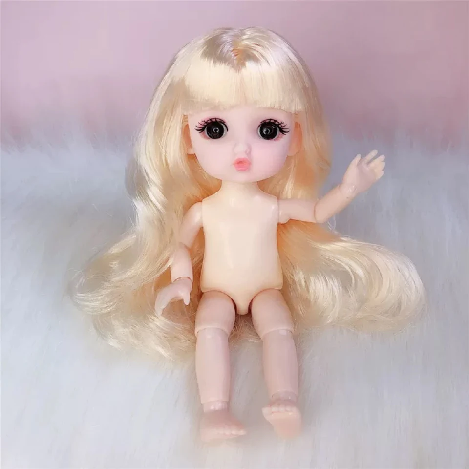 16cm boneca menina 1/8 boneca bjd bonito madeup 13 móvel articulado nude corpo ob11 diy accesseries para presente da menina moda crianças brinquedos