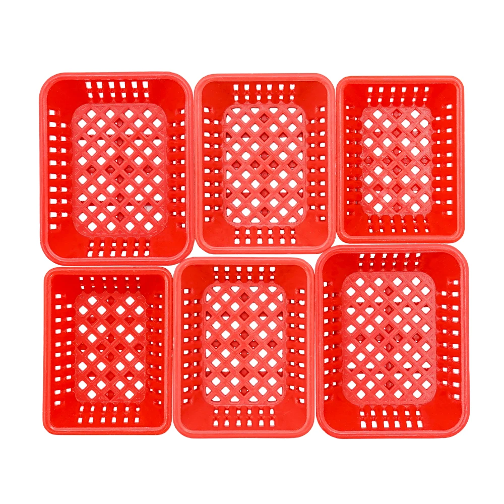 Odoria 1:12 Miniature 6PCS Red Baskets 3 Sizes Supermarket Kitchen Vegetable Food Storage Set Dollhouse Accessories Decoration